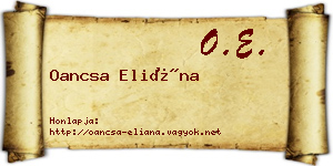 Oancsa Eliána névjegykártya